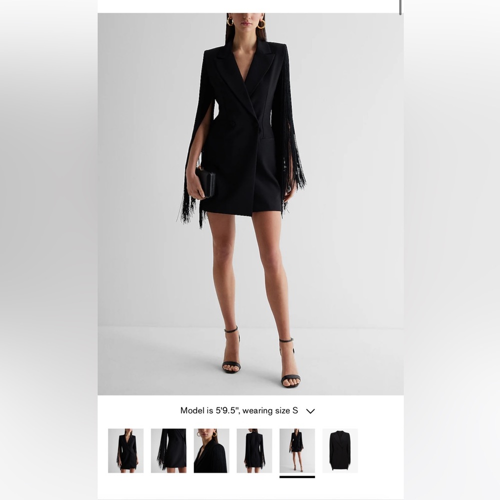 EXPRESS Fringe Sleeve Mini Blazer Dress